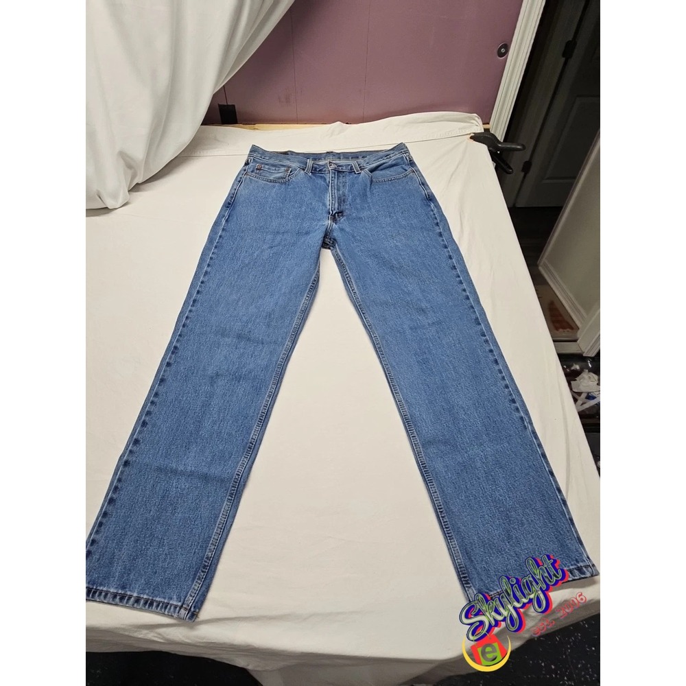 Levis 550 Mens Blue Relaxed Tapered Classic Heavy Denim Jeans Stone Size 36x32